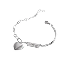 Pulsera de Diseño Sencillo para Mujer, Diseño Ins Versátil Y De Moda, Estilo Fresco Y Moderno - corazon plateado/S064 - Ver 8