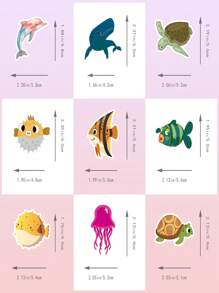 50pcs/Pack Ocean Animal Cartoon Stickers For Children,Featuring Dolphins,Sharks,And Other Marine Creatures,Suitable For Festival Gifts Decoration Of Luggage,Phone,Water Bottle,Computer,Car,And Stationery.,Stickers,Kids Stickers,Stickers Kids,Wall Stickers For Girls,Beach Sticker,Aquarium Stickers