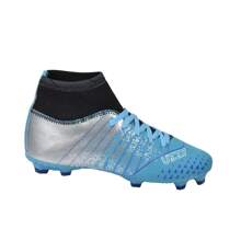Uzze Sport Chuteira Campo Botinha Cano Alto UZ Grama Travas Meião Relógio Mochila Caneleira - Azul - Visão 5