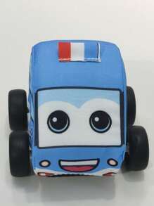 Police Car Inertial Miniature Toy With Removable Washable Fabric Cover, Cute Cartoon - Blue - View 7