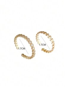 2 stuks Europese en Amerikaanse minimalistische veelzijdige ontwerp luxe zirkonia stenen blad tarwe decoratie ringset, chique gevoel