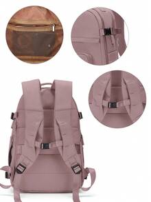 Lightweight Backpack for Women Men, Travel Casual Daypack Laptop Rucksack, Waterproof College High Secondary Bookbag Daily Bag with USB Charging Port - Dusty Pink - View 9