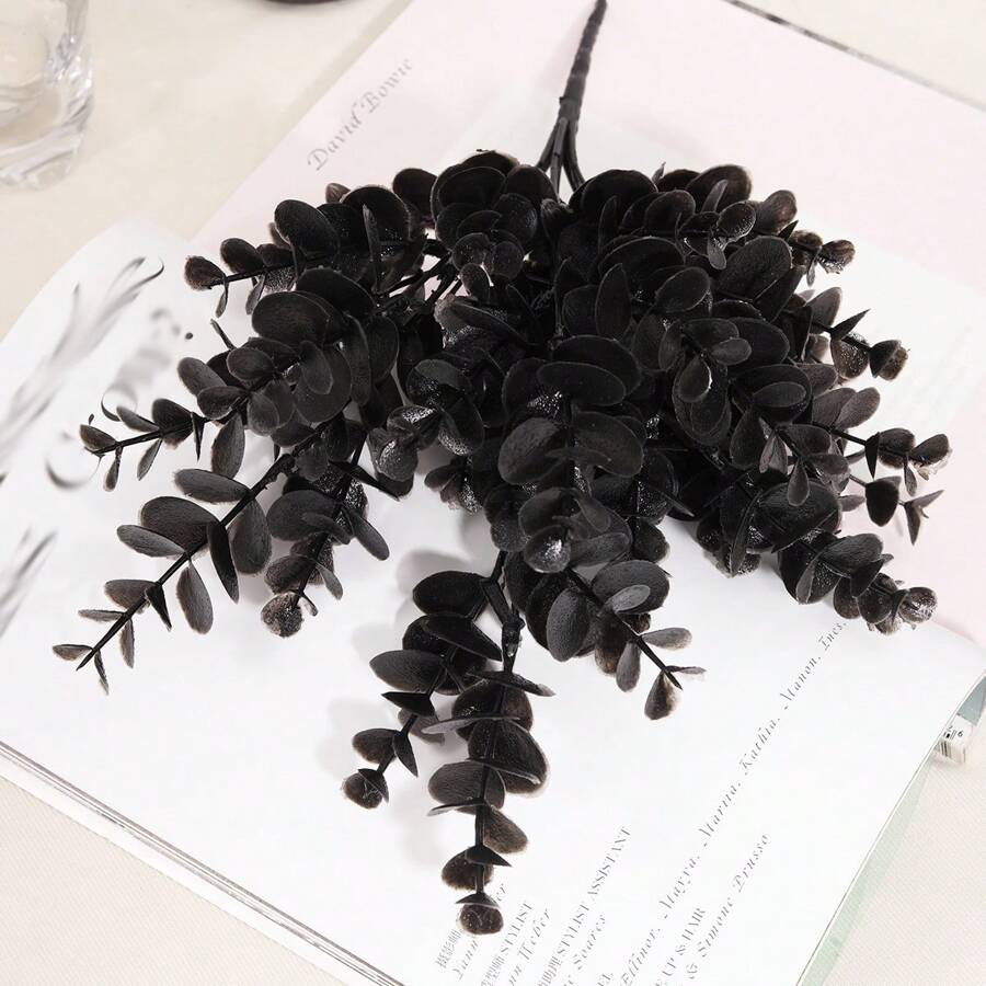 1 件人造桉树，人造植物，绿色，黑色，PE 材料，多年生装饰，春夏装饰，情人节装饰，工厂定制，学校宿舍办公室装饰，春夏装饰，户外派对活动节日生日派对装饰，家庭入口酒店餐厅客厅卧室婚宴厨房花园装饰