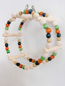 1pc Colorful Wooden Bead Parrot Swing, Ferris Wheel, Climbing Ladder For Birdcage Decoration And Toys - Multicolor - View 6