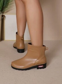 女士時尚流行雨靴,防水高跟雨鞋,適合各季節,廚房工作必備 - 棕色 - 查看 6