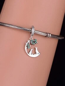 1pc Beautiful 925 Sterling Silver Dog Pendant, Diy Pet Birthday Gift - Silver - View 3