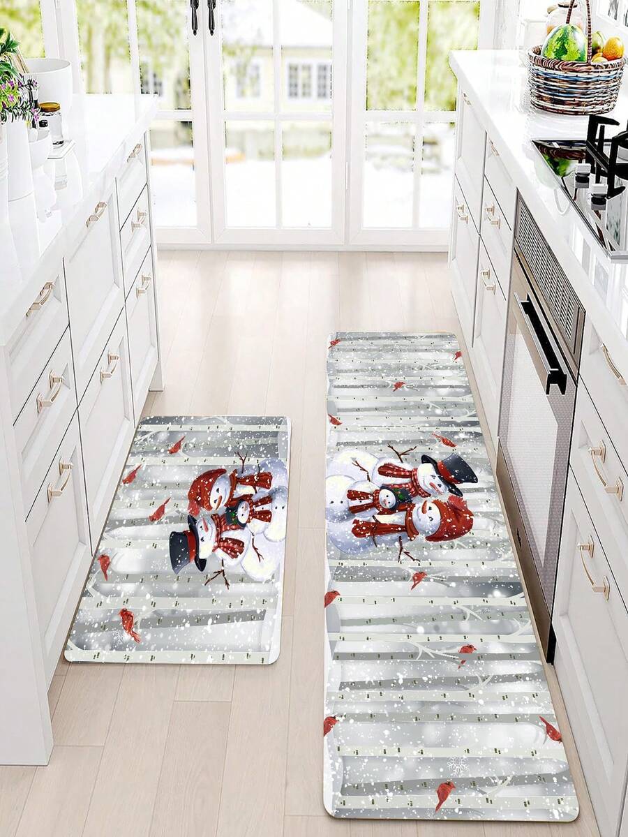 1pc Christmas Pattern Digital Printed Kitchen Mat - Non-monochrome - View 1