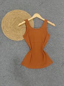 Women Tank Tops & Camis - Rust Brown - View 3