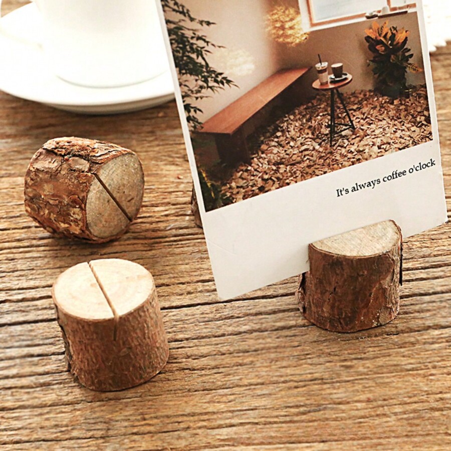 Toncoo Wood Place Card Holders, 10Pcs Premium Rustic Table Number