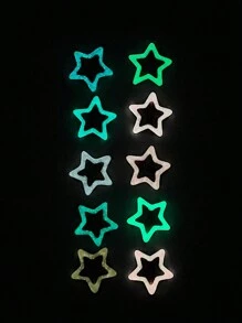 10件套女士发饰，彩色发光星星发夹，夜光刘海发卡，趣味发型套装，适合表演、派对、街头造型，爪夹、发爪、发卡，头部饰品 - 彩色 - 查看 9