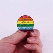 I Am Not Interested In Being Polite Or Heterosexual Brooch Rainbow Badge Accessory Metal Brooch For Motorcycle Bikes, Jackets, Bags, Caps & Lapel - Black and White - View 7