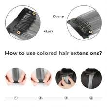 10pcs Colorful Clip-In Hair Extensions, Synthetic Streaks Hair Pieces For Party, Music Festival & Halloween