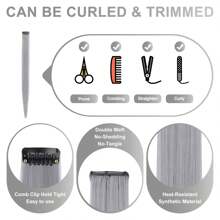 10pcs Colorful Clip-In Hair Extensions, Synthetic Streaks Hair Pieces For Party, Music Festival & Halloween
