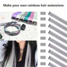 10pcs Colorful Clip-In Hair Extensions, Synthetic Streaks Hair Pieces For Party, Music Festival & Halloween