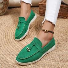 Zapatos Bajos Para Mujer Con Punta Redonda Cómodos Y Elegantes, Simples Y Versátiles - Verde - Ver 4