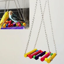 1/3/5pcs Wooden Parrot Swing Toys, Colored Hanging Bridge Bird Platform Toy, Bird Cage Accessory