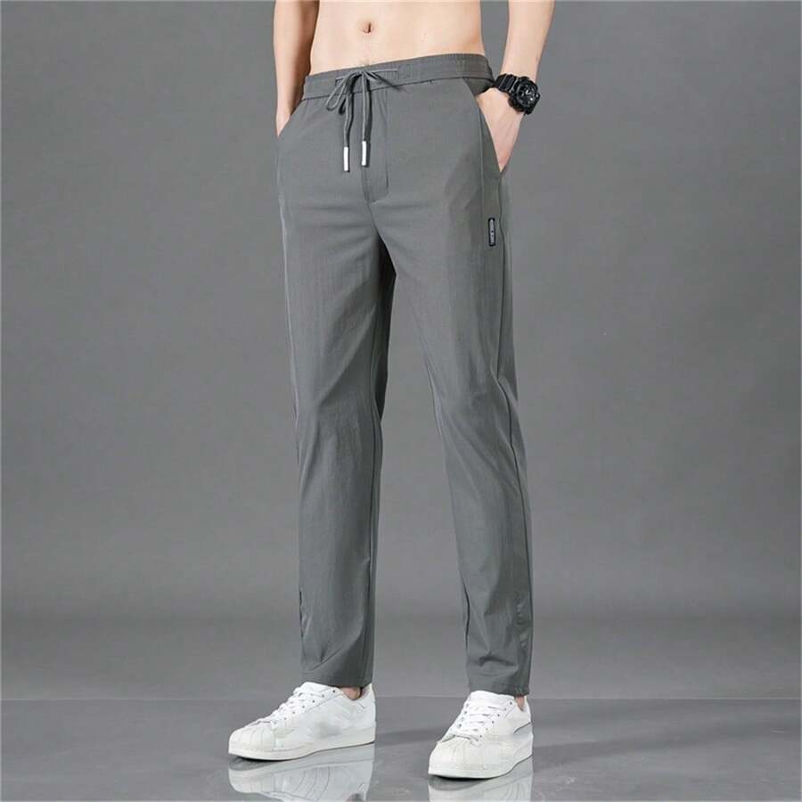 Pantalones Deportivos Informales Holgados De Estilo Coreano Para Hombre Para Otoño - Gris Oscuro - Ver 1