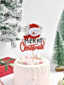 4 件随机圣诞蛋糕装饰、蛋糕甜点插件、圣诞快乐印花、圣诞派对婚礼餐厅家居蛋糕装饰、圣诞配件、厨房用品、烘焙工具 - 彩色 - 查看 1