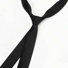 1pc 5cm Black Narrow Ribbon Tie Decorative For Women's Blouse Accessories Women,Graduation Outfit,Disco - Black - View 4