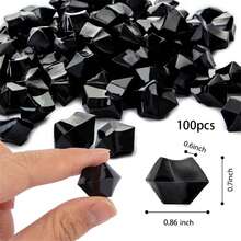 假冰塊,100片黑色亞克力碎冰塊,黑色鑽石,黑色塑料寶石,大理石花瓶填充物,桌面灑飾裝飾 - 黑色 - 查看 6