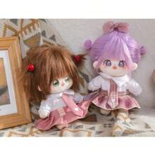 LALAFANFAN 20 公分毛絨娃娃衣服和配件,可愛蝴蝶結裙子和 Jk 服裝,可拆卸和更換 - 紅色 - 查看 5