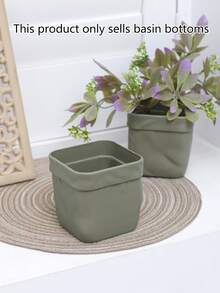 1組2件方形口袋花盆 - 9x9cm(h),現代方形口袋塑料室內花盆,適用於居家客廳電視櫃、茶几桌面裝飾花盆