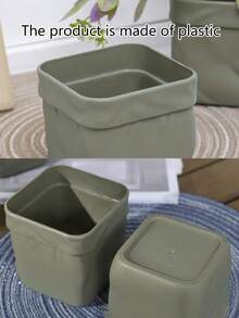 1組2件方形口袋花盆 - 9x9cm(h),現代方形口袋塑料室內花盆,適用於居家客廳電視櫃、茶几桌面裝飾花盆