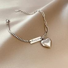 Pulsera de Diseño Sencillo para Mujer, Diseño Ins Versátil Y De Moda, Estilo Fresco Y Moderno - corazon plateado/S064 - Ver 5