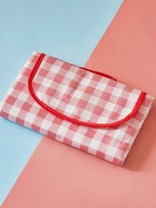 1 件折叠野餐毯沙滩包，大型家庭野餐和户外沙滩毯机，可洗加厚格子防沙草防水可折叠露营沙滩垫，非常适合露营、家人和朋友出游！ - 紅色 - 查看 2