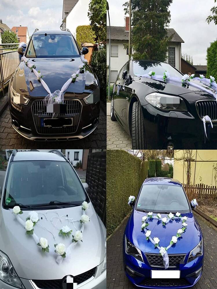 9 piezas Decoración DIY de San Valentín Tela Decoración de Boda Flores de Rosa Simuladas para el auto de bodas , decoración de hogar con flores de rosa de seda artificiales adecuados para varias decoraciones de auto y varias decoraciones de bodas - Azul - Ver 5