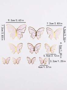 Tarjeta De Inserción Para Decoración De Pastel, Mariposa Rosa, 10 Uds. - Morado - Ver 10