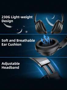 Picun CINPUSEN UG-01 Wireless Gaming Headset 2.4GHz With USB Dongle, Retractable Mic, 25H Battery, Over Ear Headphones For PC/Switch/Laptop/Console - Black - View 5