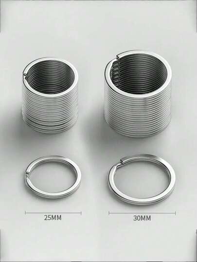 10pcs Polished Silver Key Rings, Stainless Steel Flat Key Rings, Rhodium Plated Round Split Key Rings, DIY Wholesale Casual Campus Car Accessories Cute Goth Y2K
