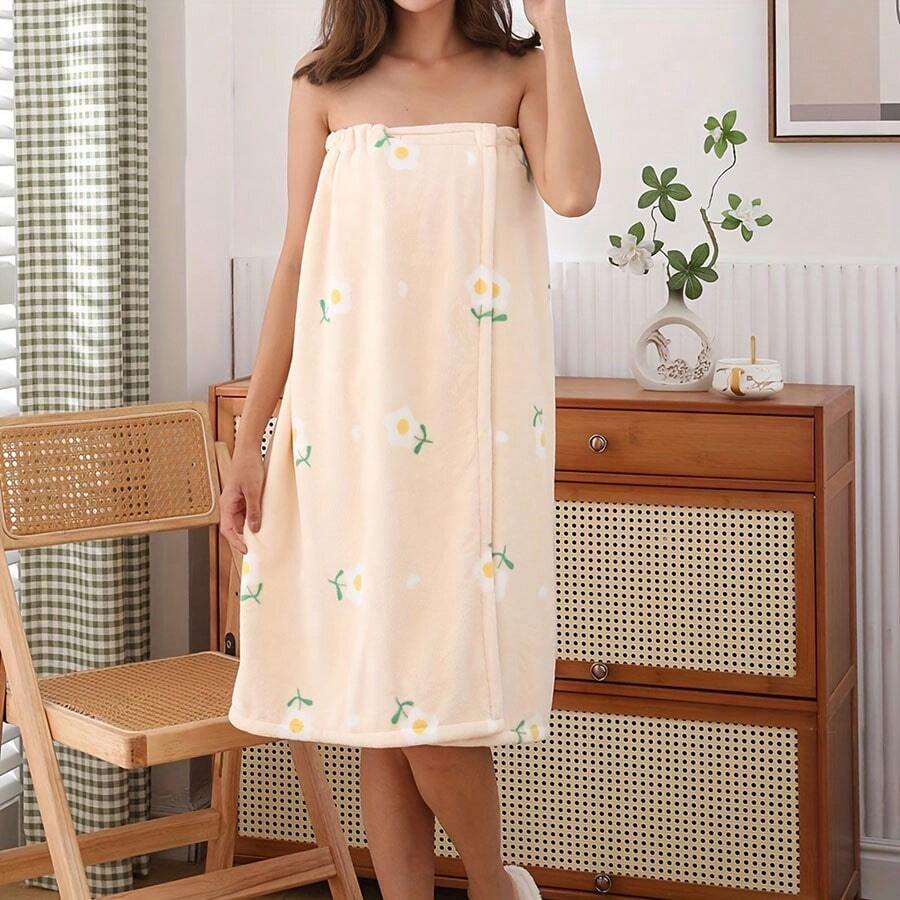 1 Miếng Của phụ nữ Khăn tắm Có thể đeo được Bọc Khăn tắm Nước Hấp thụ Áo choàng tắm - Màu vàng - Xem 1