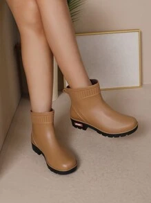 女士時尚流行雨靴,防水高跟雨鞋,適合各季節,廚房工作必備 - 棕色 - 查看 1