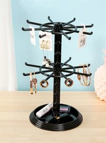 單層2層可旋轉拆卸多功能珠寶展示架,用於展示項鍊,耳環和手鍊 - 黑色 - 查看 1