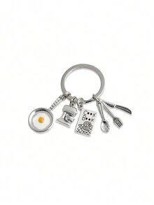 汽車鑰匙鍊,廚房鑰匙扣居家煮飯鑰匙扣煎蛋鍋攪拌機烹飪書餐具鑰匙鍊主廚禮物珠寶diy,鑰匙鍊,廚房鑰匙扣居家煮飯鑰匙扣煎蛋鍋攪拌機烹飪書餐具鑰匙鍊主廚禮物珠寶diy鑰匙鍊吊飾 - 銀色 - 查看 4