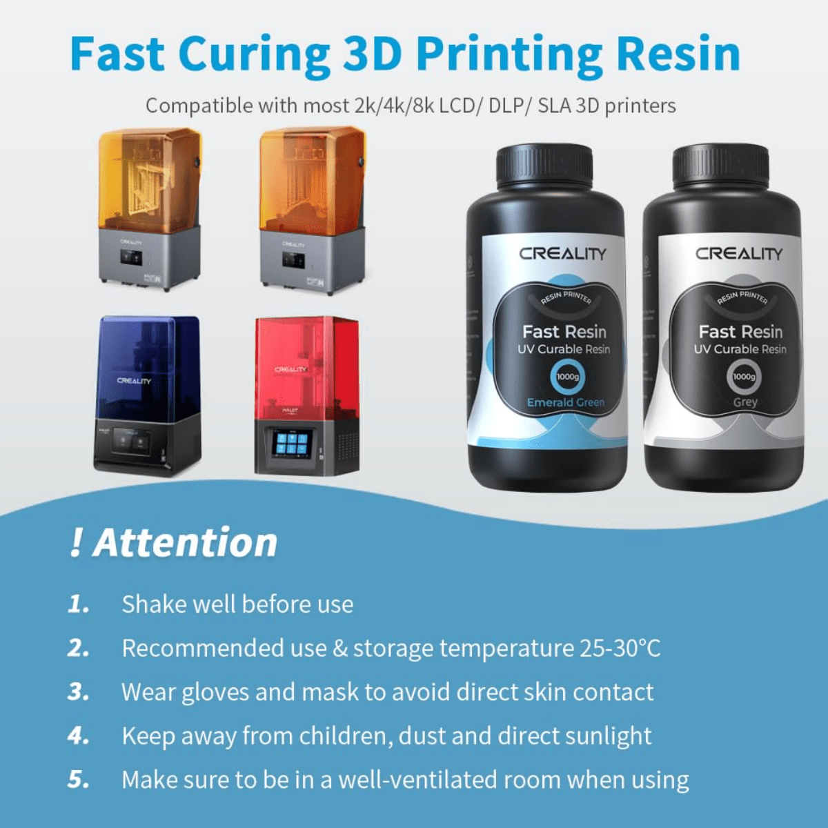 Creality Official Fast 3D Printer Resin, 405nm Rapid UV Curing