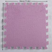 6pcs/set Soft Shaggy Anti-slip Square Patchwork Floor Mats, Washable & Cuttable And Can Be Used As Large Bedside Carpets, Home Or Bedroom Decoration - Pink+Purple - View 7