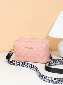 刺繡流蘇裝飾的鏈帶斜背包,pu材質 - 粉色 - 查看 2