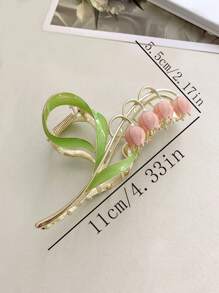 1 件女士多色花朵和叶子设计合金和人造珍珠和水滴形珠饰发夹波西米亚风 - 彩色 - 查看 4