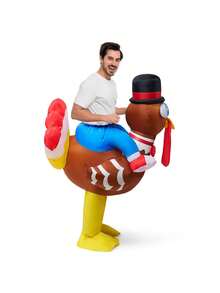 Spooktacular Creations Thanksgiving Turkey Inflatable Costume, Blow up Costume Riding a Turkey Ride-on for Thanksgiving Party, Cosplay event, Outdoors Show Party - Multicolor - View 9