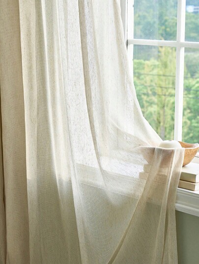 1pc Natural Style Minimalist Fresh Linen Sheer Curtain