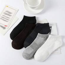 5pairs/Set Men's Solid Color Mesh Elastic Breathable Thin Casual Short Socks, For Gym - Multicolor - View 6