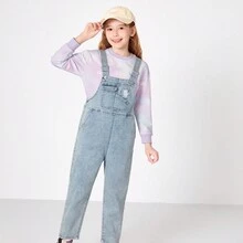 Balabala 青少女春秋時尚可調肩帶牛仔背帶裙 - 藍色 - 查看 4