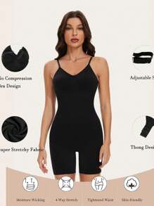 Body Moldeador Sin Costuras Para Yoga Postparto Con Diseño De Espalda Descubierta Y Escote Cuadrado Para Levantar Las Caderas - Negro - Ver 1