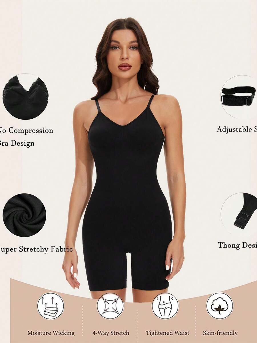 Body Moldeador Sin Costuras Para Yoga Postparto Con Diseño De Espalda Descubierta Y Escote Cuadrado Para Levantar Las Caderas - Negro - Ver 1