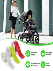 白色反光带户外防水反光警示带反光带夜视贴纸白色、红色、黄色反光带适用于拖车自行车服装 - 白色 - 查看 5