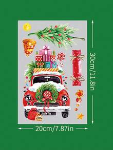 1 Miếng Mới Giáng sinh Tĩnh điện Hình dán Đồ trang trí Đối với Cửa sổ , Nổi bật Giáng sinh Lâu đài , Ông già Noen , Tuần lộc , Hoa tuyết - Loại C - Xem 2