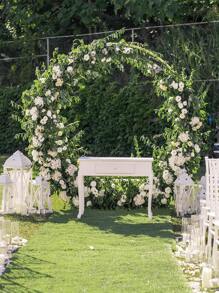 6.5ft Round Backdrop Stand, Stable Circle Balloon Arch Frame, Metal Circle Arch Stand for Wedding Birthday Party Decoration - White - View 5